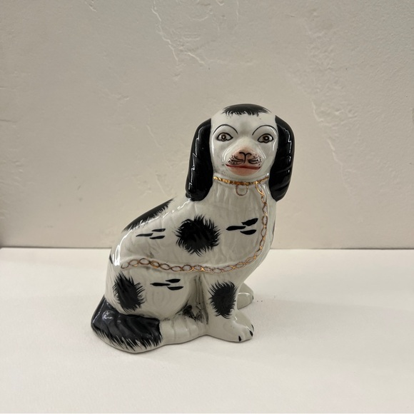 Staffordshire dog Staffordshire Figurine statue black white spaniel porcelain - Picture 4 of 15